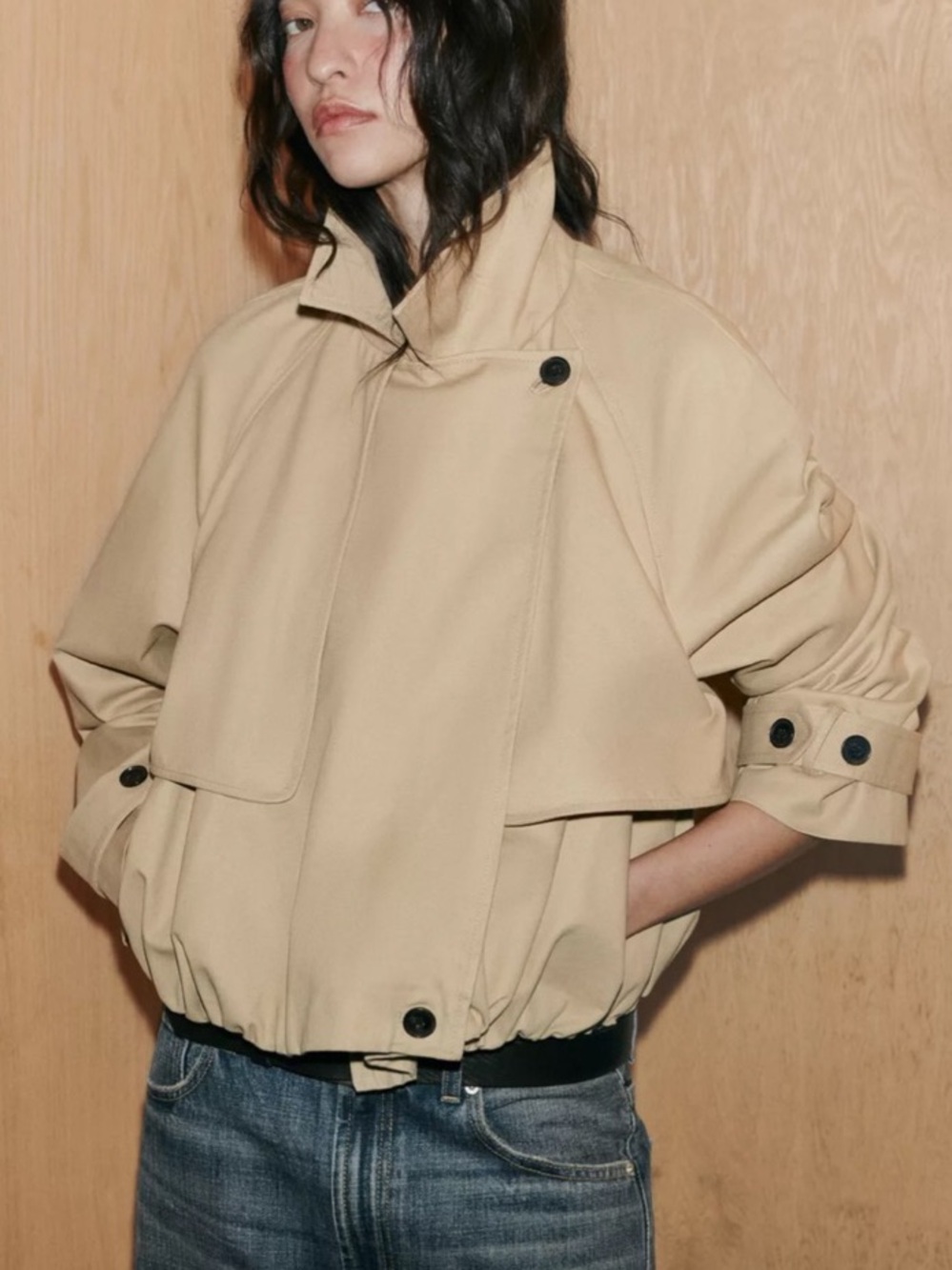 ZARA SHORT BALLOON-EFFECT TRENCH COAT